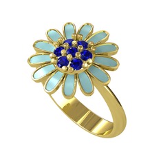 Papatya Yüzük - Lab safir 14 ayar altın yüzük (Pastel mavi mineli) #19fbuum
