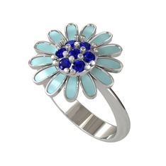 Lab safir 18 ayar beyaz altın yüzük (Pastel mavi mineli)