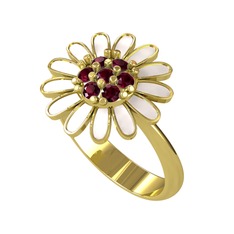 Papatya Yüzük - Kök yakut 925 ayar altın kaplama gümüş yüzük (Beyaz mineli) #1ahakii