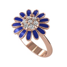 Papatya Yüzük - Swarovski 14 ayar rose altın yüzük (Lacivert mineli) #1aiezj3