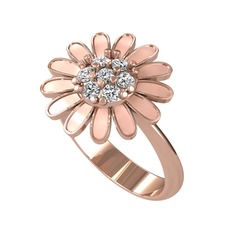 Papatya Yüzük - Beyaz zirkon 14 ayar rose altın yüzük (Pastel pembe mineli) #1ajtx3v