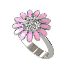 Papatya Yüzük - Swarovski 8 ayar beyaz altın yüzük (Pembe mineli) #1am2rd1