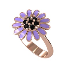Siyah zirkon 8 ayar rose altın yüzük (Menekşe mineli)