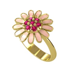 Papatya Yüzük - Rodolit garnet 18 ayar altın yüzük (Pastel pembe mineli) #1bziwj3