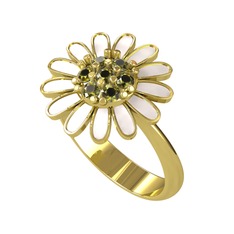 Papatya Yüzük - Peridot 925 ayar altın kaplama gümüş yüzük (Beyaz mineli) #1cbe3mp