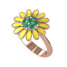 Kök zümrüt 8 ayar rose altın yüzük (Sarı mineli)