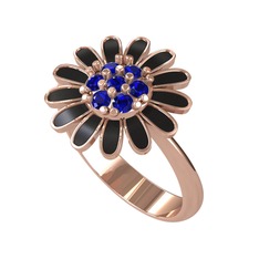 Papatya Yüzük - Lab safir 18 ayar rose altın yüzük (Siyah mineli) #1edvol4