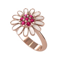 Rodolit garnet 925 ayar rose altın kaplama gümüş yüzük (Beyaz mineli)