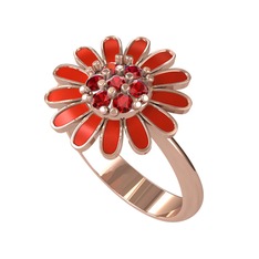 Papatya Yüzük - Garnet 14 ayar rose altın yüzük (Kırmızı mineli) #1f2u80c
