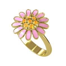 Sitrin 18 ayar altın yüzük (Pembe mineli)