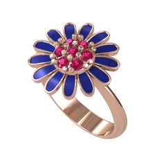 Papatya Yüzük - Rodolit garnet 8 ayar rose altın yüzük (Lacivert mineli) #1g5gbx7