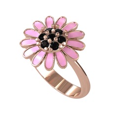 Papatya Yüzük - Siyah zirkon 18 ayar rose altın yüzük (Pembe mineli) #1gr796w
