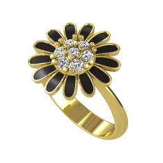 Swarovski 8 ayar altın yüzük (Siyah mineli)