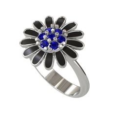 Papatya Yüzük - Lab safir 18 ayar beyaz altın yüzük (Siyah mineli) #1hzgu5q