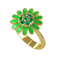 Papatya Yüzük - Yeşil kuvars 18 ayar altın yüzük (Yeşil mineli) #1iegq79