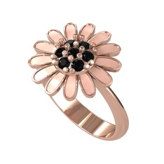 Siyah zirkon 14 ayar rose altın yüzük (Pastel pembe mineli)