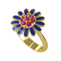 Papatya Yüzük - Rodolit garnet 925 ayar altın kaplama gümüş yüzük (Lacivert mineli) #1iqg3xi