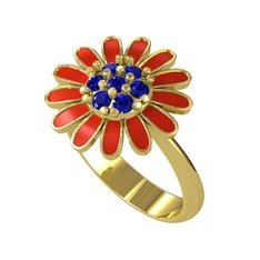 Lab safir 18 ayar altın yüzük (Kırmızı mineli)