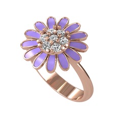 Papatya Yüzük - Swarovski 18 ayar rose altın yüzük (Menekşe mineli) #1j86l80