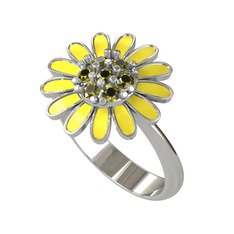 Peridot 8 ayar beyaz altın yüzük (Sarı mineli)