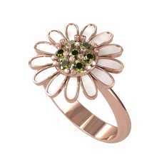Peridot 8 ayar rose altın yüzük (Beyaz mineli)