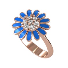 Papatya Yüzük - Swarovski 18 ayar rose altın yüzük (Mavi mineli) #1m3xxww