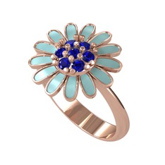 Lab safir 18 ayar rose altın yüzük (Pastel mavi mineli)