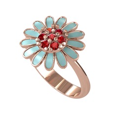 Garnet 14 ayar rose altın yüzük (Pastel mavi mineli)