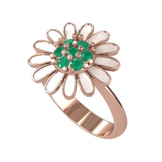 Papatya Yüzük - Kök zümrüt 8 ayar rose altın yüzük (Beyaz mineli) #1o2kcmy