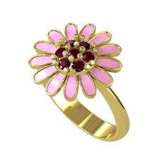 Kök yakut 18 ayar altın yüzük (Pembe mineli)