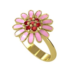 Garnet 18 ayar altın yüzük (Pembe mineli)