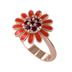 Kök yakut 8 ayar rose altın yüzük (Kırmızı mineli)