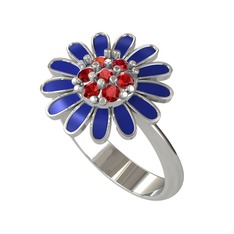 Garnet 18 ayar beyaz altın yüzük (Lacivert mineli)