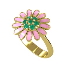 Kök zümrüt 8 ayar altın yüzük (Pembe mineli)