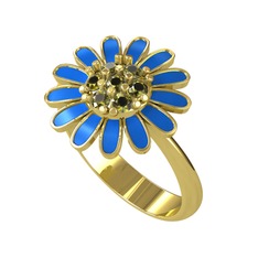 Peridot 18 ayar altın yüzük (Mavi mineli)