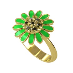Peridot 925 ayar altın kaplama gümüş yüzük (Yeşil mineli)