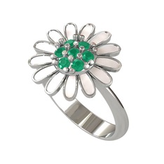 Kök zümrüt 14 ayar beyaz altın yüzük (Beyaz mineli)