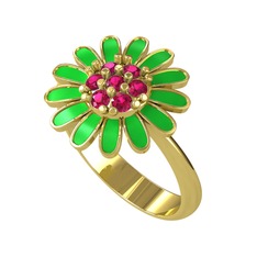 Rodolit garnet 8 ayar altın yüzük (Yeşil mineli)