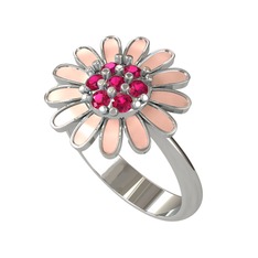 Rodolit garnet 8 ayar beyaz altın yüzük (Pastel pembe mineli)