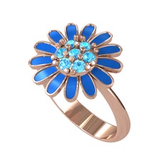 Akuamarin 18 ayar rose altın yüzük (Mavi mineli)