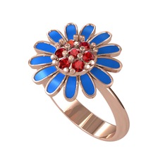 Papatya Yüzük - Garnet 18 ayar rose altın yüzük (Mavi mineli) #5jx93x