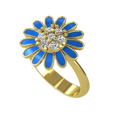 Swarovski 8 ayar altın yüzük (Mavi mineli)
