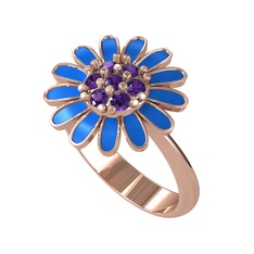 Papatya Yüzük - Ametist 18 ayar rose altın yüzük (Mavi mineli) #60vdj4