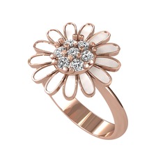 Papatya Yüzük - Swarovski 925 ayar rose altın kaplama gümüş yüzük (Beyaz mineli) #6fms7a