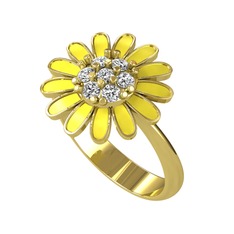 Papatya Yüzük - Swarovski 925 ayar altın kaplama gümüş yüzük (Sarı mineli) #6kpuiu
