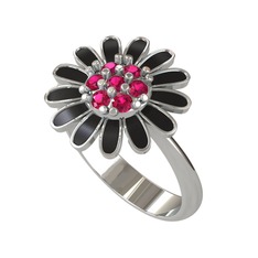 Rodolit garnet 925 ayar gümüş yüzük (Siyah mineli)