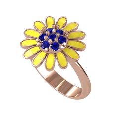 Lab safir 14 ayar rose altın yüzük (Sarı mineli)