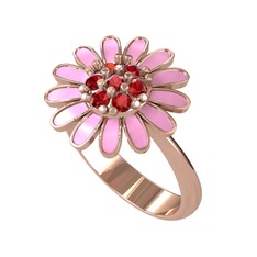 Papatya Yüzük - Garnet 925 ayar rose altın kaplama gümüş yüzük (Pembe mineli) #7t30gl