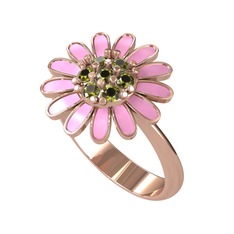 Peridot 8 ayar rose altın yüzük (Pembe mineli)