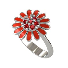 Garnet 14 ayar beyaz altın yüzük (Kırmızı mineli)